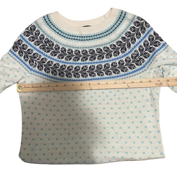 𝅺talbots Off White & Blue Lambswool Blend Sweater - Picture 4 of 6